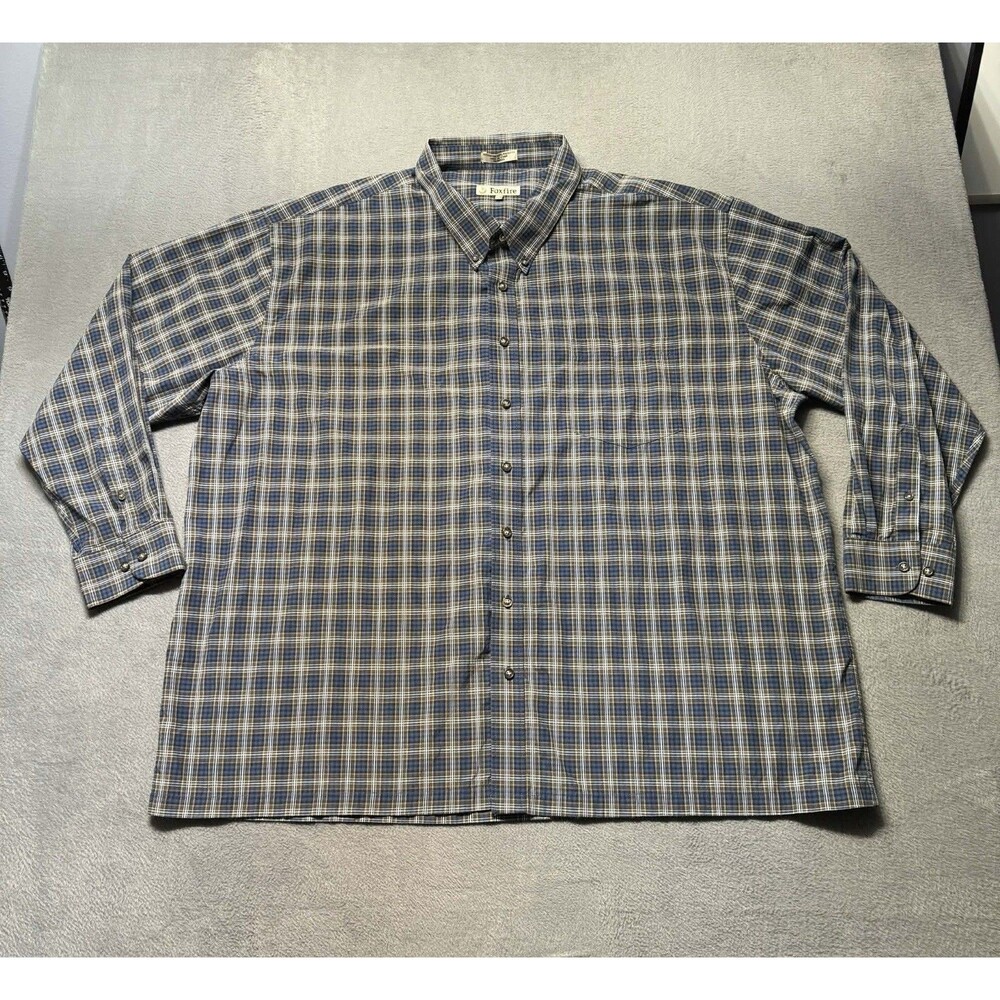 Foxfire Mens 3XB Big Tall Button Down Dress Shirt Blue Multicolor Plaid NWOT